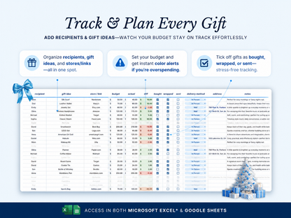 christmas gift tracker  

christmas budget planner  
christmas shopping tracker  
christmas gift list  
christmas gift list spreadsheet  
christmas gift tracker spreadsheet  
christmas budget spreadsheet  
christmas shopping spreadsheet  
christmas planner spreadsheet  
holiday gift tracker  
holiday gift planner  
holiday budget planner  
holiday shopping tracker  
holiday gift list  
holiday budget spreadsheet  
christmas excel template  
christmas excel spreadsheet  
christmas goo